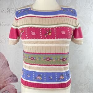 Alfred Dunner Petite Sweater Beaded Embroidery Petite Large